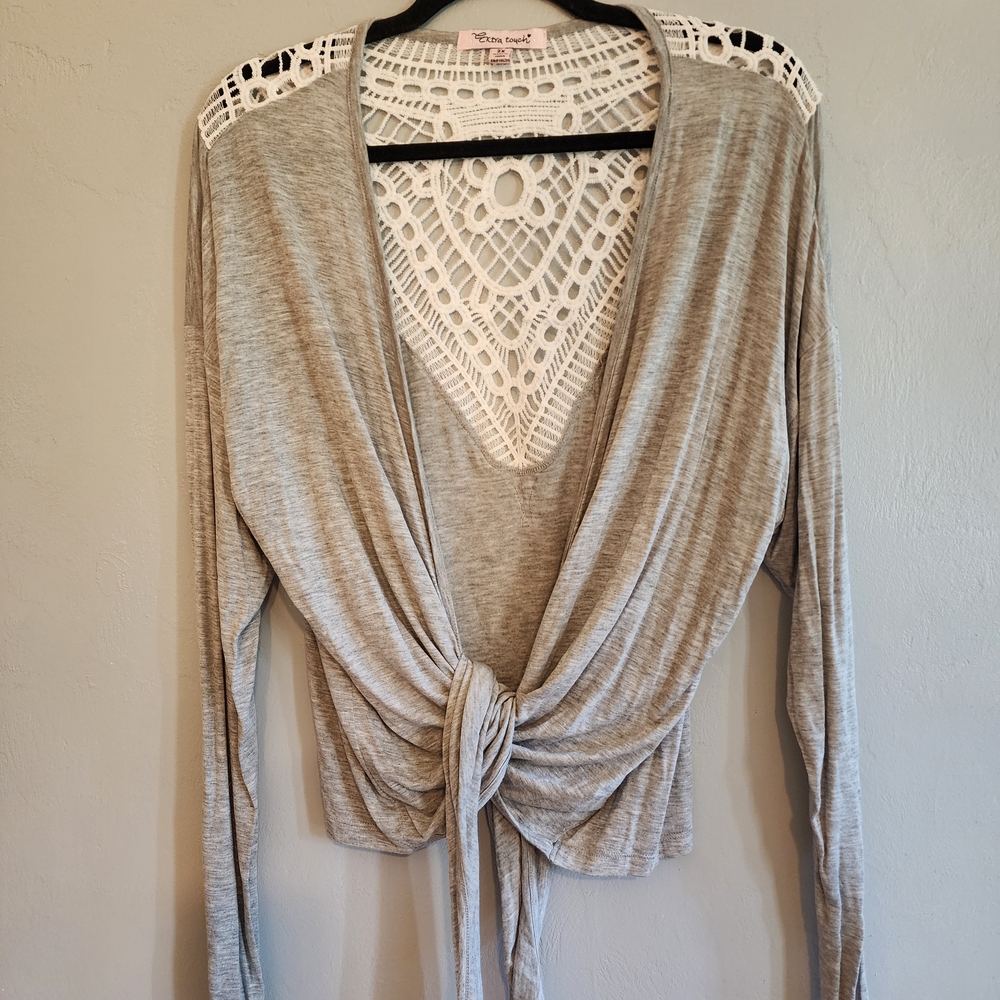 3 For $15 Sale! Chic Gray Lace Detail Women's Top